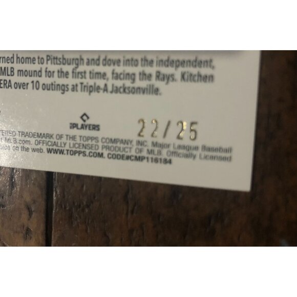 2025 Topps Update Orange Diamante #US320 Austin Kitchen RC 22/25 - Picture 3 of 3